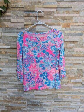 Lilly Pulitzer Pink & Blue Floral Long Sleeve Tee